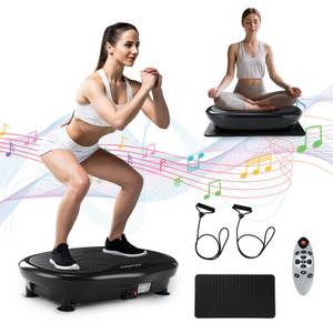 Oyajia Vibrationsplatte Vibrationsplatte für Ganzkörpertraining mit Bluetooth-Musik, Yogamatte, 200 W, 120 Intensitätsstufen, Vibrationstrainer mit Timer,Fernbedienung,Trainingsbänder,LCD-Display 