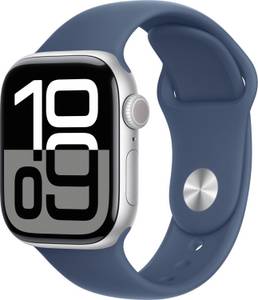 Apple Watch Series 10 GPS 42mm Aluminium Silber Sportarmband Denim M/L iOS Smartwatch