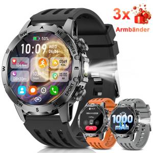 FOSMET 2025 1000mAh Akku Militär Smartwatch für Herren 1.53