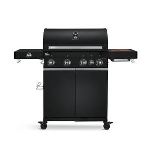 Burnhard Gasgrill Big Fred, 900 Grad Infrarot-Keramikbrenner, Heckbrenner, 2023er Version, 20,2 kW Grill 4 Brenner Black Series, Pulverbeschichteter Stahl 