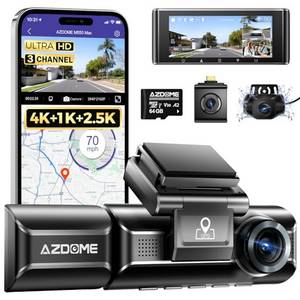  AZDOME 4K Dashcam Auto 4K+ 1080P+ 2.5K vorne hinten innen mit 64GB SD Karte, WiFi, GPS, Super Nachtsicht, Parküberwachung, Loop-Aufnahm, WDR, G Sensor, 3.19” Hitzebeständig, Max 256GB, M550 MAX 