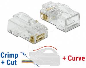 Delock RJ45 Crimp+Cut+Curve Stecker Cat.6 UTP 