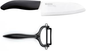 Kyocera Messer-Set, (2 tlg., 1 x Sparschäler-1 x Santokumesser), extrem scharfe Hochleistungskeramik-Klinge 