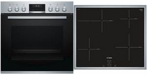Bosch HND635CS60 Herdset mit Induktionskochfeld bestehend aus HEA537BS1 + NIF645CB1E edelstahl + edelstahl 