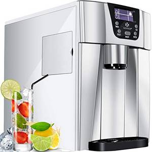  KESSER® Eiswürfelbereiter | Eiswürfelmaschine Edelstahl | 100W Ice Maker | 12 kg 24 h | 2 Würfelgrößen | Zubereitung in 6 min | 2 Liter Wassertank | Timer | LCD-Display Wassertank Silber 