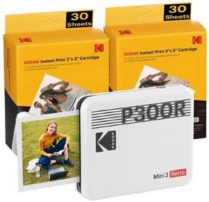 Kodak Mini 3 Plus Retro weiß Cartridge Bundle Sofortbilddrucker