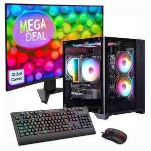 GameMax PC-Komplettsystem »MegaDeal Infinity Mini SET2631«, (inkl. Maus & Tastatur), Windows 11, DDR5 RAM + MSI MAG 32C6 Curved Monitor, 80cm (32