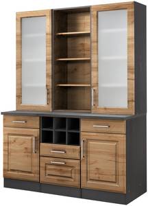 Held MÖbel Küchenbuffet Stockholm, hochwertige MDF-Fronten, 2 Glasrahmentüren, 200 cm hoch, viel Stauraum 