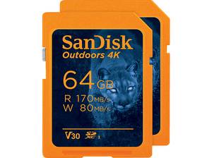  SANDISK Outdoors 2er Pack, SDXC Flash-Speicherkarte, 64 GB, 170 MB/s 