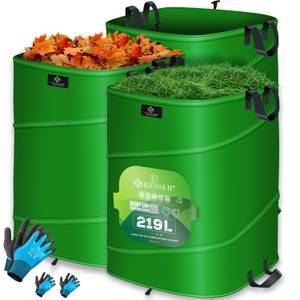 Kesser ® Pop-Up-Gartensack Laubsack Gartenabfallsack inkl. Handschuhe   Selbststehend mit Griffen Stabil Robust & Faltbar   Laubsäcke Rasenschnitt Gartensäcke für Gartenabfälle Grünschnitt 