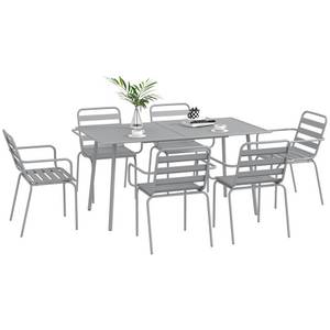 Outsunny Sitzgruppe mit 6 Stühlen grau 150B x 80T x 74H cm 