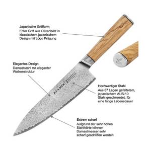 KLAMER Damastmesser  Damast Chefmesser 20cm, extra scharfes Küchenmesser, echter ja… 