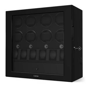 Klarstein ChronoVault Uhrenbeweger   8+6 Uhren   vegan   Hochglanz   4 Modi   Mabuchi Motor   LED   Schublade Schwarz 