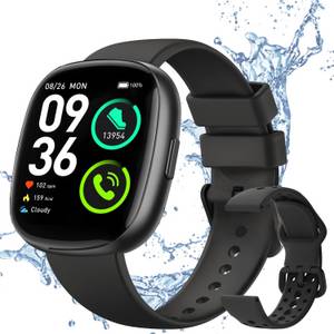 Powerwill Smartwatch Damen Herren, Neueste Fitness Uhr mit Anruffunktion Smartwatch (1,83 Zoll) für Android iOS Armbanduhr, mit Wechselarmband aus Silikon, mit Pulsmesser SpO2 Schlafmonitor 120+ Sportmodi Schrittzähler 