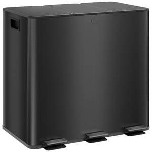 Homcom Mülleimer 3 x 15L mit Deckel Fußpedal, für Wohnzimmer, Büro, Edelstahl, 61,9 x 36,6 x 43,2 cm 