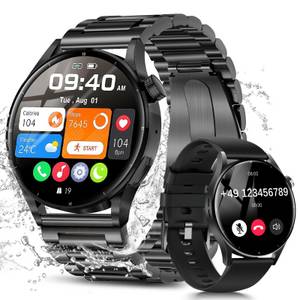 NAIXUES Smartwatch mit Telefonfunktion Smartwatch (3.35 cm/1.32 Zoll, AMOLED-HD-Touchscreen) IP68 Wasserdicht Sportuhr, mit 100 Sportmodi Fitnessuhr, mit Blutsauerstoff,Herzfrequenz,Blutdruckmessung 