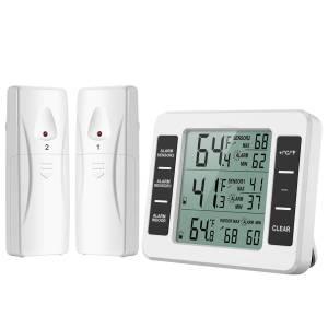 RWEUOQ Kühlschrankthermometer Kühlschrank Thermometer, Gefrierschrank Thermometer, Kühlschrankthermometer Digital mit 2 Sensoren 1-tlg., Thermometer für Gefrierschrank mit Temperatur Alarm, MIN/MAX, Temperaturtrendanzeige Pfeil 
