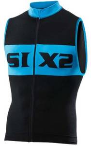 SIX2 Luxury Sleeveless Bike Jersey Black / Light blue Radtrikot kurzarm