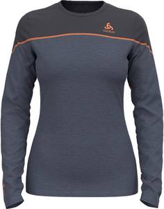 Odlo Women LS Revelstoke Performance Wool Warm Base Layer folkstone gray/india ink melange Skiunterwäsche