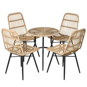 Outsunny Gartenmöbel-Set mit geflochtenem Design natur 