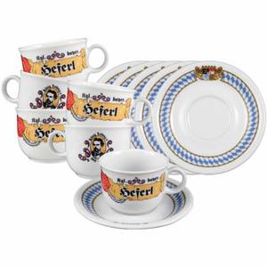 Otto Seltmann Weiden Tasse Compact Bayern Kaffeetassen mit Untertassen 210 ml, Porzellan 