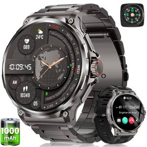 FOSMET 2025 1000-mAh-Akku,Smartwatch Herren Militärqualität,100 Tage 