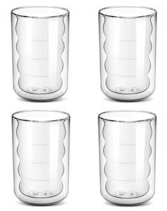 WISHDOR Latte-Macchiato-Glas 4er Set 350ml Doppelwandige Gläser Kaffeegläser Teegläser Trinkgläser, Borosilikatglas, für Latte Espresso Tee Eistee Iced Americano Smoothies usw 