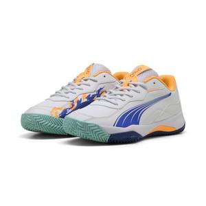 Puma NOVA Smash Padelschuhe Erwachsene  White Vivid Blue Heat Fire Black Orange 