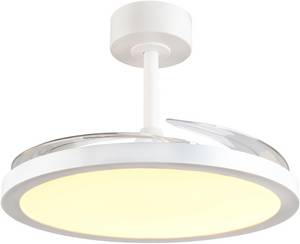 Reality Leuchten LED Deckenleuchte »KASFJORD mit Ventilator, Deckenventilator mit Licht inklFernbedienung«, 1 flammig, Leuchtmittel LED-Board   LED fest integriert, 6 Geschwindigkeiten Timer Vor- & Rücklauf LED dimmbar CCT Nachtlicht 