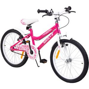 Actionbikes Motors Actionbikes Kinderfahrrad Butterfly 20 Zoll, Pink, Fahrradständer, Kettenschutz, Antirutschgriffe (Pink/Weiß) 