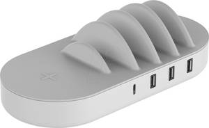 Xlayer 217308 - Wireless Ladegerät Family für 5 Geräte, USB-C, grau 