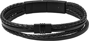 Fossil Bracelet Multi-Strand Black Leather Armband