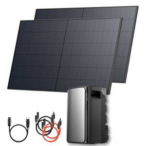 Solarway ® 1000Wp / 800W Balkonkraftwerk mit 1,9kWh Speicher komplett Steckdose - 1,9 kWh EcoFlow Stream Max - Solaranlage Komplettset - 500W bifaziale Solarmodule & EcoFlow Speicher & Zubehör 