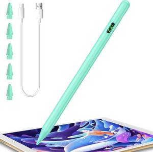 YOLPHA Eingabestift iPad, Active Stylus Pen - Handfläschenerkennung mit 5 Ersatzspitzen (Batterieanzeige, Magnetbefestigung, Neigungsempfindlichkeit mit präziser Geschmeidigkeit, 1,5 mm feine Spitze, Kompatibel mit iPad 2018-2024, Keine Bluetooth-Verbindu 