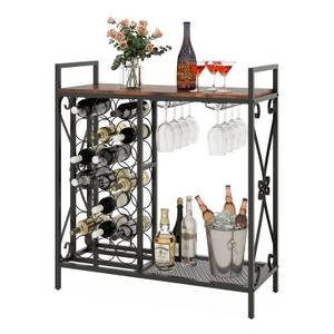 Costway Weinregal, 21 Flaschen, stehend, mit Glashalter & Tischplatte, Metall 