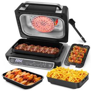 Oyajia Heißluftfritteuse Heißluftfritteuse Easy Fry XXL mit Zubehör-Set, 1700,00 W, Fassungsvermögen 3,0 kg, Timer, 8 automatische Menüs 