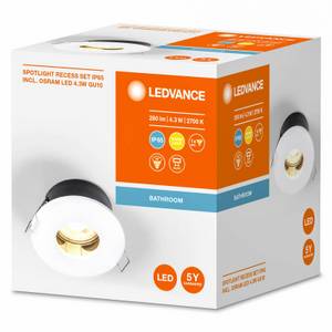 Ledvance 4058075573031 RECESS DOWNLIGHT IP65 TWISTLOCK GU10 LED-Bad-Einbauleuchte 4.5 W Warmweiß Weiß 