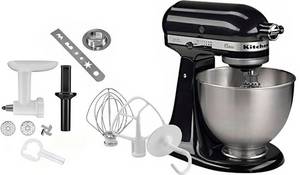 Kitchenaid Küchenmaschine 5K45SSEOB ONYX BLACK, 275 W, 4,3 l Schüssel, Gratis Fleischwolf/Spritzgebäckvorsatz (Wert ca. 129,-UVP) 