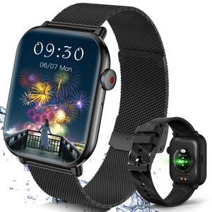 BEKOMIYA Smartwatch,Fitness Tracker Uhr für Damen Herren mit Telefonfunktion Smartwatch (5 cm/1,96