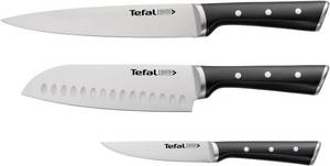 Tefal Messer-Set » K232S374 Ice Force«, (Set, 3 tlg.), Fleischmesser, Santokumesser, Universalmesser, Klinge aus deutschem Edelstahl, lang anhaltende Schneidleistung und Schärfe 