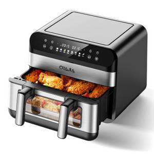 kehot Heißluftfritteuse Heißluftfritteuse RA920DSV Fritteuse Dual Zone Airfryer 10 L Kapazität, 2400,00 W, Abnehmbaren Trennwand für 2 separate Zonen, 8 Programmen, Touchscreen 