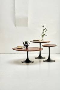 Dynamic24 Beistelltisch Mangoholz Tisch Sofatisch Couchtisch Kaffeetisch rund Holztisch 
