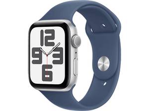  APPLE Watch SE (2024) GPS 44 mm Smartwatch Aluminium Fluorelastomer, 130-180 mm, Silber 