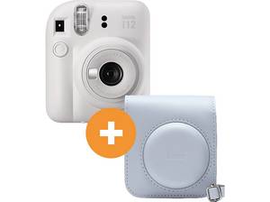  FUJIFILM INSTAX mini 12 Travel Set Sofortbildkamera, Clay White 