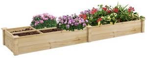 Outsunny Hochbeet Holz mit 2 Fächern 237 x 60 x 25 cm natur (84H-005V00ND) Höhe 25 cm