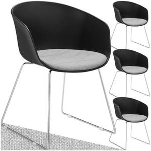Tectake ® Kunststoff-Armlehnstuhl, Kunststoffschale, gepolstert, schlanke Stahlbeine, 59,5 x 56 x 80,5 cm 