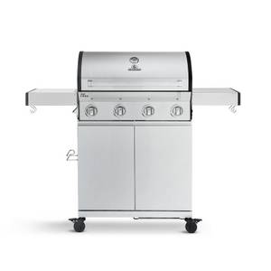Burnhard Gasgrill Big Fred, 4-Brenner, klappbare Seitentische, Series 3, 14 kW, Edelstahlrost - Basic Edelstahl 