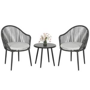 Outsunny Gartenbistro-Set mit rundem Beistelltisch grau 63L x 65B x 80Hcm 