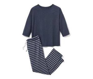 Tchibo - Pyjama - Damen - Gr. M - weiß/gestreift 