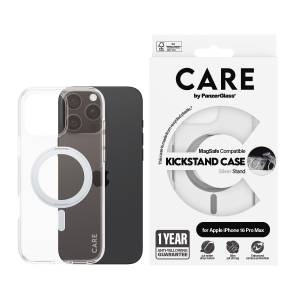 CARE by PanzerGlass Handyhülle »Feature Silver Kickstand MagSafe Apple iPhone 16 Pro Max«, Backcover, Schutzhülle, Handyschutzhülle, Case, Schutzcase, stoßfest 